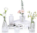 Clear Glass Bud Vases Set of 5, Mini Flower Vase for Centerpieces, Small Clear Vases in Bulk for Wedding Decorations, Vintage Vase for Table, Recepetion, Home Décor