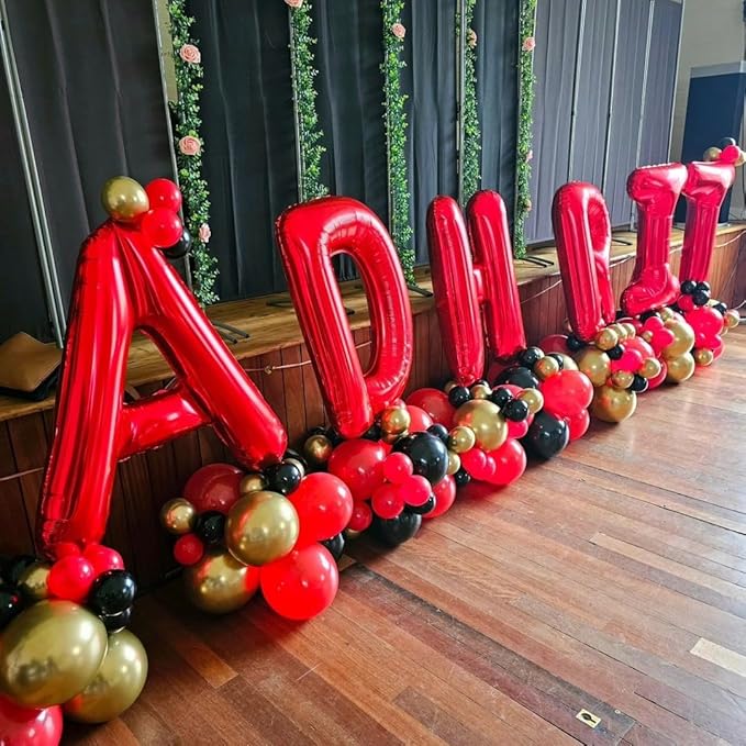 40 Inch Large Red Letter E Balloons Alphabet E Letter Balloons Foil Mylar Big Letter Balloons for Birthday Party Anniversary New Year Graduation Wedding Decorations