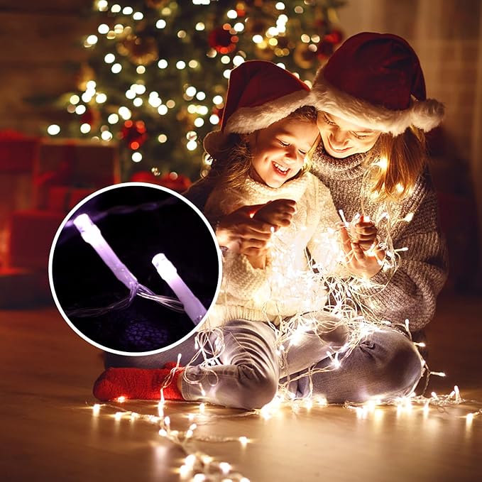 FUNIAO (Upgraded Christmas Decoration Outdoor Star String Lights, 320 LED Christmas Tree Topper Lights with 12" Lighted Star for Halloween Christmas New Year Holiday Garden Yard (White)