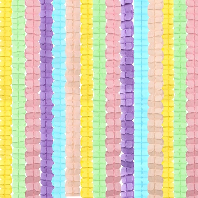 Pastel Rainbow Party-Decorations Streamers Garland - 12pcs 4-Leaf Clover Paper Streamer Baby Shower Wedding Banners Boy Girl kids Birthday Birthday Supplies Decor Ouruola