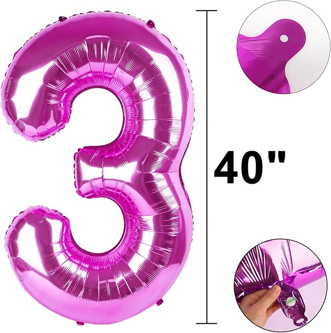 40 Inch Large 30 Balloon Numbers Rose Purple Big Foil Number Balloons Giant Helium Happy Birthday Party Decorations for Man and Women, Huge Mylar Anniversary Party Supplies