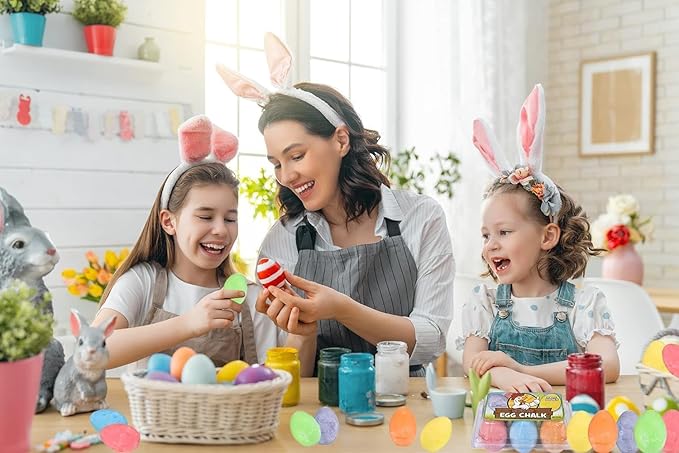6-Pack Easter Egg Chalk, Sidewalk Chalk for Kids, Easter Basket Stuffers Gifts Fillers, Perfect For Easter Egg Hunt, Party Favors, 2.5" Inch