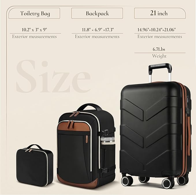 TILYMOL Expandable Luggage Set with Backpack - 21In Suitcase with TSA Lock & Spinner Wheels, Lightweight PP Hardshell Travel Luggage for Women, Red