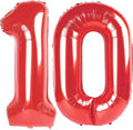 Number Balloon 10th Birthday Decorations, 40 Inch Big Foil Balloon for Men & Women, Red Number Balloons for Wedding Memorial Day Birthday Aniversarry Supplies