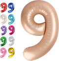 Big Light Brown 40 Inch 9 Balloon Number, Jumbo Giant 9th 19 29 39 49 99 Birthday Party Decorations, Large Light Brown Foil Balloons Anniversary Birthday Party Engagement Decorations