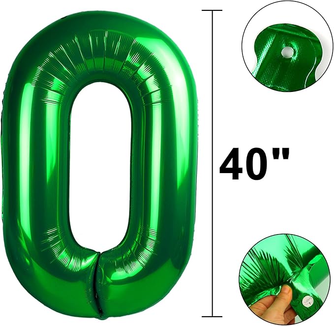 40 Inch Green Number 40 Digital Balloon,Jumbo Mylar Foil Helium Balloon for 40 Balloons for Birthday Party,Wedding Anniversary Party Decorations