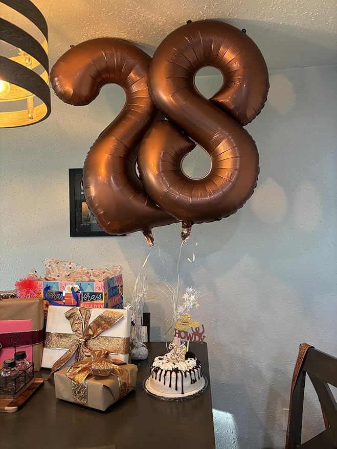 40 Inch Coffee Brown Number 7 Balloon, Giant 7 Number Balloons for 7th Birthday Decorations, Party Supplies for Baby Boy Girl, Coffee Brown Party Decor