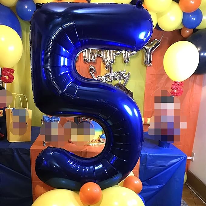 Navy Blue Foil Balloon Number 4, 40'' Giant Self Inflating Number Balloons Set 0-9, Large Dark Blue Number 4 Helium Balloon for Boys 4th Birthday Anniversary Party Decorations Supplies
