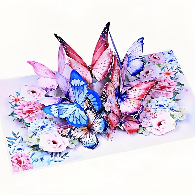 Steelhill Greeting Cards with Envelopes, Pop-up Style,Butterfly Card for Mother's Day Valentines Day birthday Thinking of You Card for Wife,Girlfriend (Cute Butterflies)