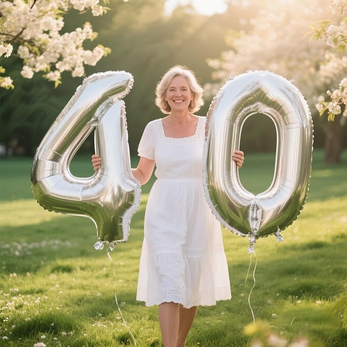 40 Inch Silver Number 14 Digital Balloon,Jumbo Mylar Foil Helium Balloon for 14 Balloons for Birthday Party,Wedding Anniversary Party Decorations