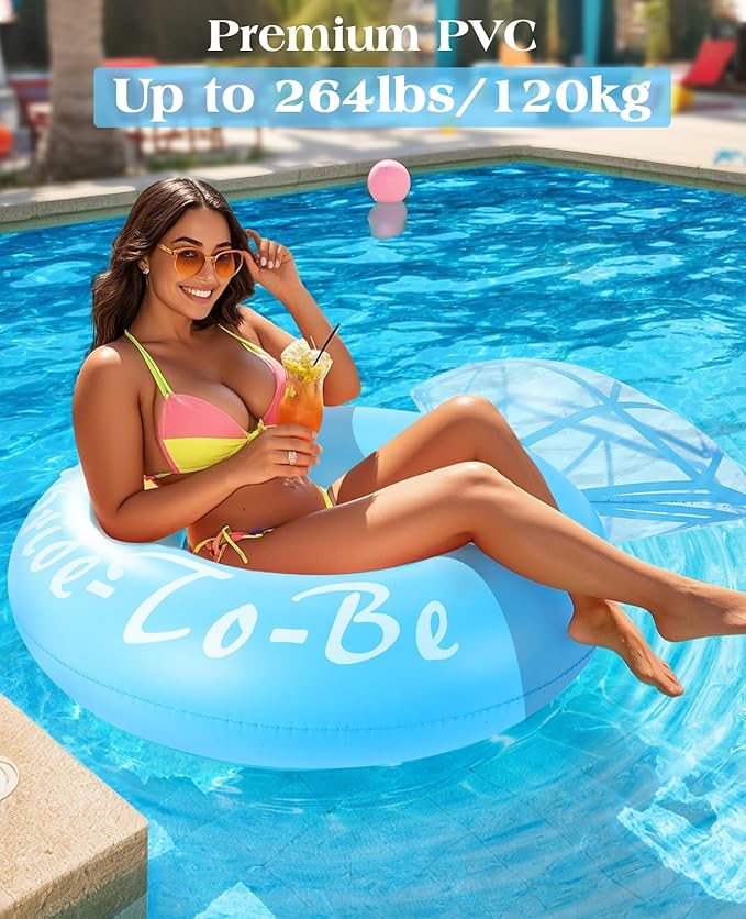 HeySplash Pool Floats, Inflatable Diamond Ring Pool Float, Large Engagement Ring Floatie for Bachelorette Party, Swim Tube River Lake Wedding Bride Stagette Decor Fun Toy Raft for Adults, Blue