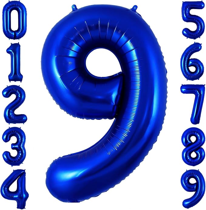 Navy Blue 9 Balloon Number,40 Inch Number 9 Balloon Big Dark Blue 9 Foil Mylar Helium Balloon for Birthday Party Decorations