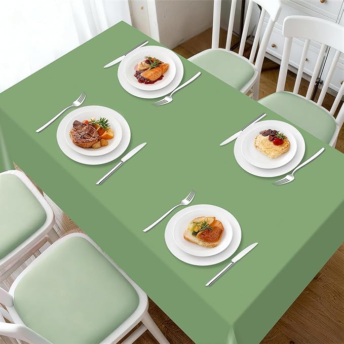 Childom 3 Pack Sage Green Tablecloths,54"x108" Plastic Table Cloth Disposable for Rectangle Tables,Sage Green Table Cover for Dinner Outdoor Picnic Birthday Bridal Wedding Baby Shower Party Decoration