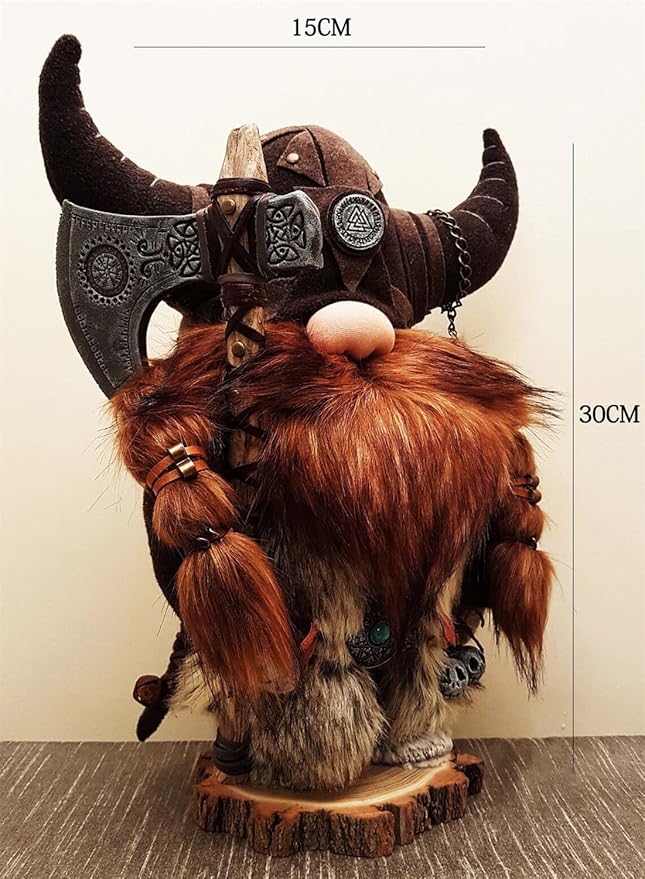 Halloween Special - Viking Warrior Gnome Doll, Fall Farmhouse Gnome Plush Decor Indoor, Nordic Gnomes Decorations for Home, Handcrafed Cute Scandinavian Style Gnomes for Kitchen Table Ornaments (A)…