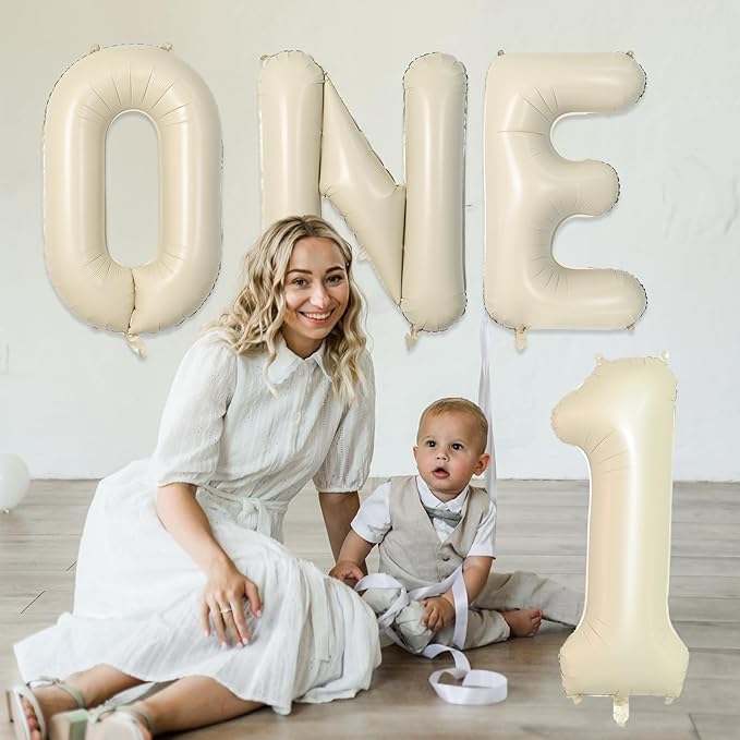 Biapian 40 Inch Giant Cream N Foil Balloon - Big Single Alphabet A-Z Balloons, Helium for Birthday, Baby Shower, Wedding, Anniversary Party Decoration