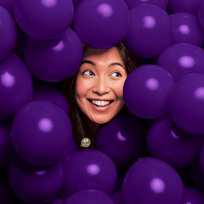 AFTERLOON® Biodegradable Mini Balloons 100 pcs Deep Purple 5 Inch, Matte Color Thickened Extra Strong Latex Helium Float, Baby Shower Gender Reveal Garland Arch Wedding Birthday Party Decorations