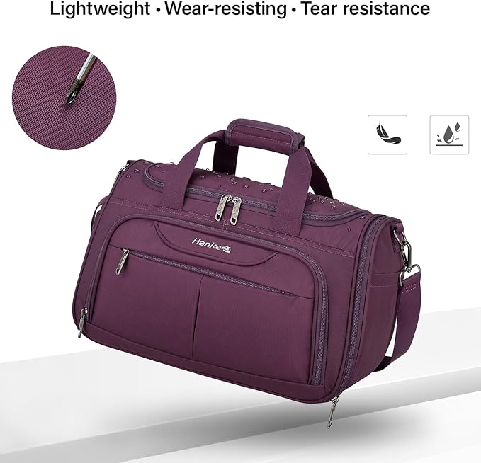 Hanke Underseat Carry On luggage Bags for Travel, Foldable Travel Bags for Women, Soft Lightweight Personal Item Travel Bag Small Carry On Bags for Airplanes, Travel Tote Bags for Women Men.（Purple）