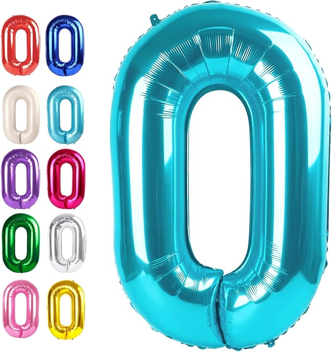 Blue 40 Inch 0 Number Balloons, 0 Decorations for 10 20 30 40 50 60 70 80 90 100 Birthday, 2026 Blue Foil Giant Birthday Graduations Anniversary Party Balloon