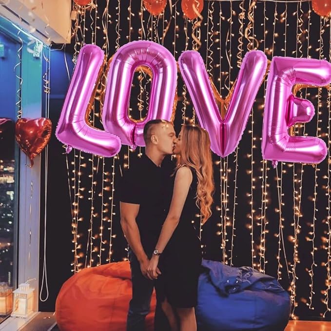 TONIFUL 40 Inch Large Rose Red Letter L Balloons Giant Hot Pink Alphabet Letter Balloons,Foil Mylar Big Balloons for Birthday Party Anniversary Supplies Decorations