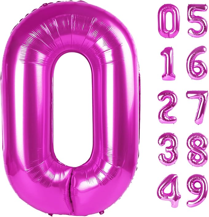 Rosy Purple Helium Number Balloon 40 Inch, Giant Foil Rosy Purple Number 0 Birthday Balloons, Large Numbers 10 20 30 40 50 60 70 80 90 100 2026, Party Celebration Supplies Decorations