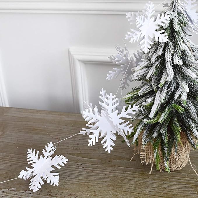 24Pcs Snowflake Christmas Hanging Party Decor Supplies,12 PCS 3D Silver Snowflakes & 12PCS 3D White Paper Snowflakes Hanging Garland for Christmas Winter Holiday New Year Wonderland Party Decoration