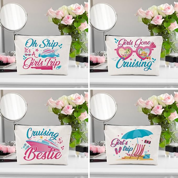 1 Pcs 3 Pcs 4 Pcs Makeup Bag, Girls Trip Gifts Favors Girls Weekend Gifts, Friendship Gifts for Women Bestie Bride