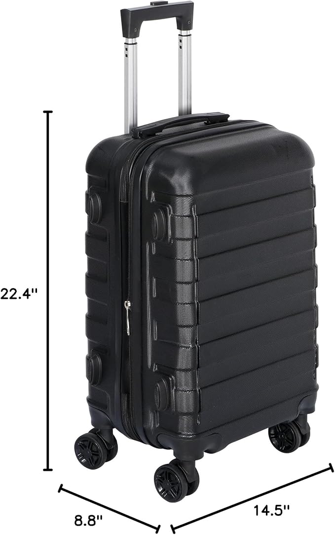 SUPER DEAL 21 Inch Carry On Luggage with Spinner Wheels, Expandable Hardside Suitcase Height Adjustable Durable Rolling Luggage with Porable Handle and Side Feet for Business Trips and Travel, Black