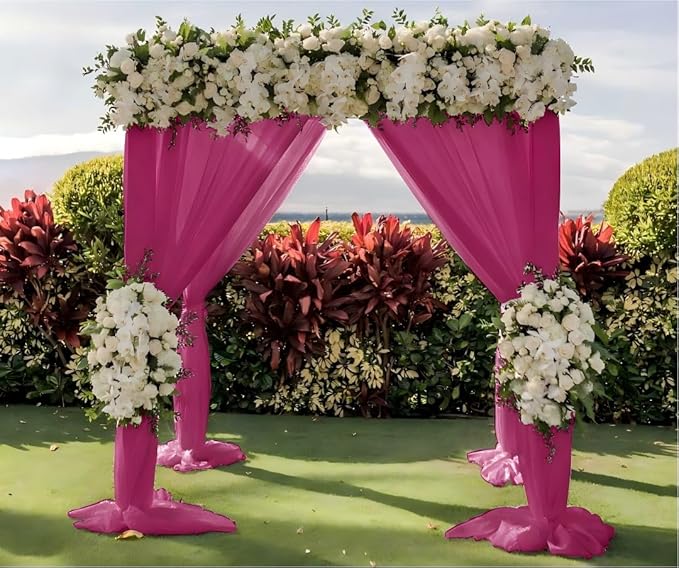 Wedding Arch Draping Fabric 30'' x 18FT Sheer Chiffon Arch Drape Backdrop 1 Panel Fuschia Drape for Baby Shower Photo Booth Church Decor Birthday Party Outdoor Decor