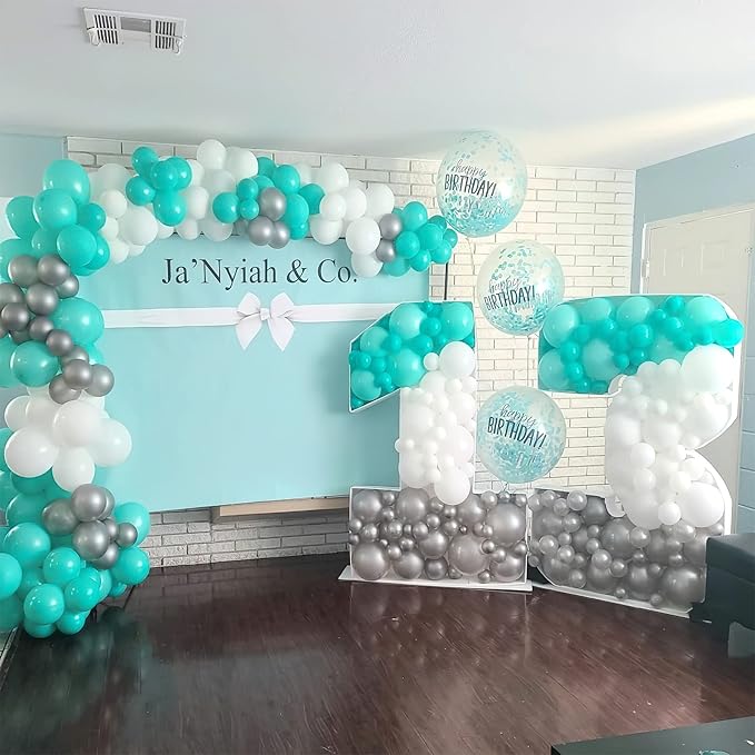 PartyWoo Teal Balloons 50 pcs 12 Inch Turquoise Aqua Blue Dark Teal Balloons for Graduation Wedding Baby Shower Bridal Shower Gender Reveal Anniversary Birthday Party Decorations Teal-Y69