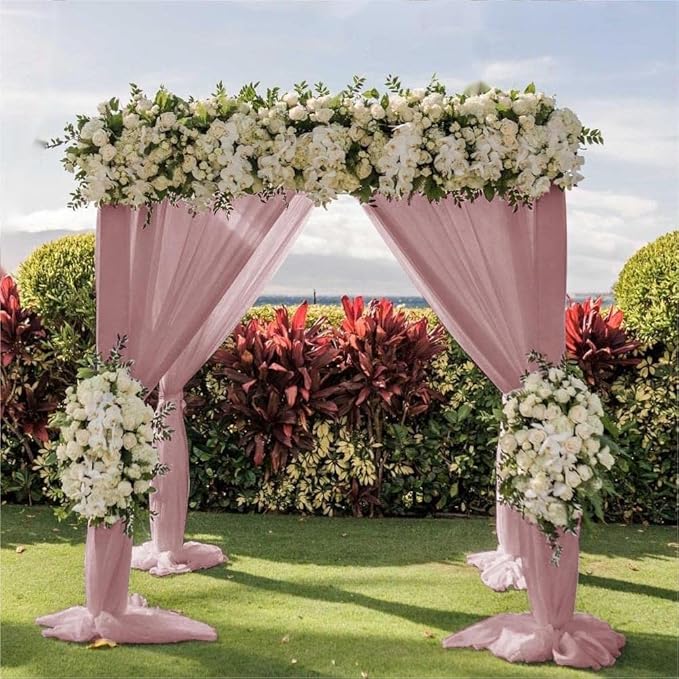 Wedding Arch Draping Fabric 30'' x 18FT Sheer Chiffon Arch Drape Backdrop 1 Panel Dusty Rose Drape for Easter Bridal Shower Photo Booth Church Decor Birthday Party Outdoor Decoration