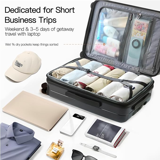 Carry On Luggage Airline Approved, 20 Inch Expandable PC Hardside Lightweight Suitcases with Spinner Wheels and TSA Lock