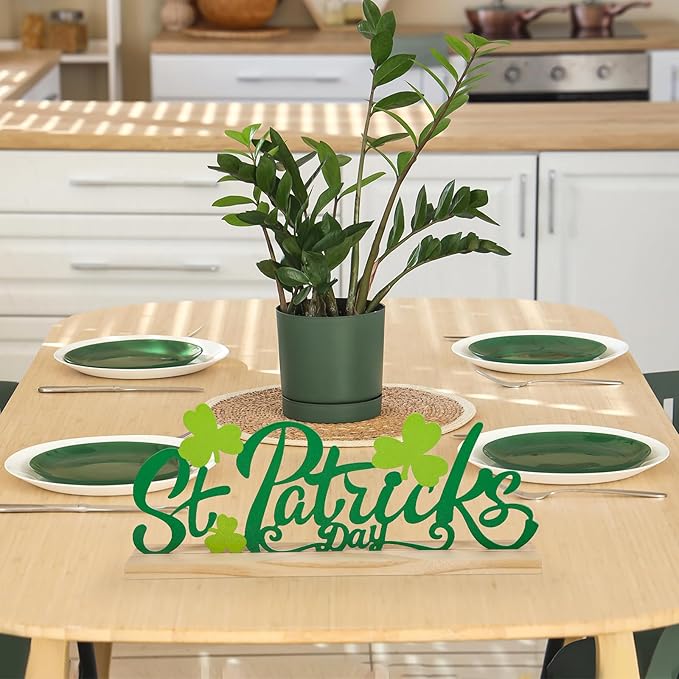 COCHIE Metal St. Patrick's Day Sign, St Patricks Day Decorations for Home, Office, Shelf, Mantel, Indoor, Shamrock Decoration, Saint Patrick Day Decor (Shamrock)