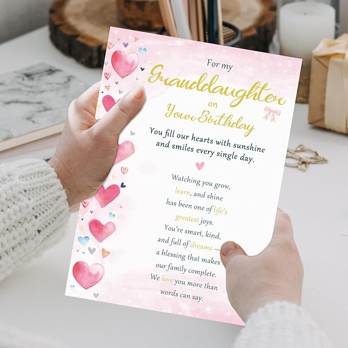 Granddaughter Birthday Card, Unique Birthday Cards for Granddaughter, Adult Gifts from Grandma Grandpa Grandparents