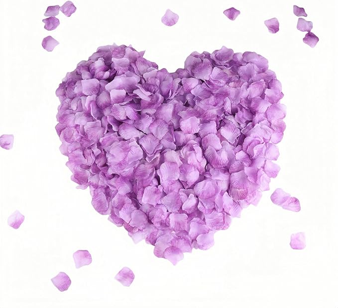 CODE FLORIST 2200 PCS Light Purple Silk Rose Petals,Lavender Petals Lilac Petals forWedding Flower Decoration