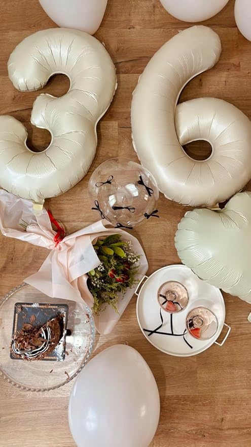 Number 5 Balloon 40 Inch, Foil Balloons for Boys And Girls, Cream Numbers Balloon for 5, 15, 25, 50 Birthday Party Decoration, Anniversary, Christmas, Thanksgiving Day