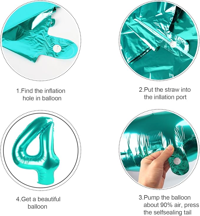 40 Inch Birthday Number Balloons, Blue-Green Numbers Balloon for Birthday Party Decoration, Foil Number 2 Ballon for 2, 12, 20, 22, 2026 Celebration, Graduation, Baby Shower, Anniversary Decor