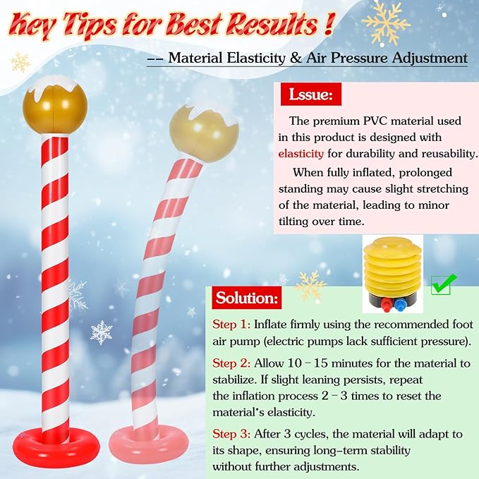 4 Pcs Christmas Inflatable Outdoor Decorations 4.3 FT Christmas North Pole Inflatable Column Decoration for Winter Xmas Lawn Yard Garden Home Decor