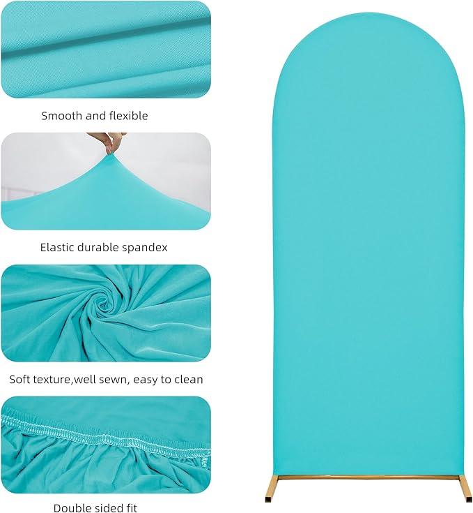 Arch Covers,Arch Backdrop Stand Fitted Cover for Wedding Birthday Party Ceremony Banquet Decoration(7.2FT&6.6FT&6FT,Sky Blue,Cover Only)