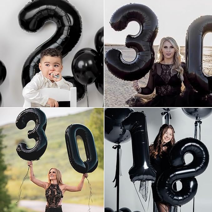 40 Inch Black Number 17 Digital Balloon,Jumbo Mylar Foil Helium Balloon for 17 Balloons for Birthday Party,Wedding Anniversary Party Decorations