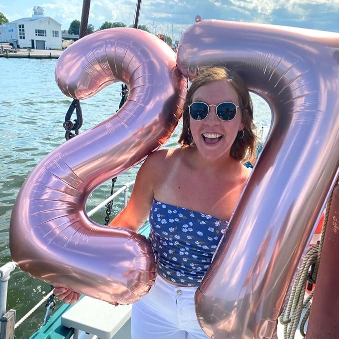 40" Rose Gold Number 0 Balloon for Girls, Large Self Inflating Helium Foil Number Balloons Set 0-9 for Women 20th 30th 40th Birthday Anniversary Wedding New Year Baby Shower Party Decorations Supplies