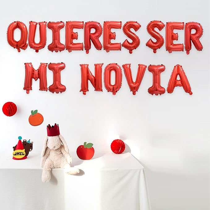 2 Set 34Pcs Red QUIERES SER MI NOVIA Letter Balloons 16in Balloon Foil Letter Decorations Party Decor Red Letter Balloons QUIERES SER MI NOVIA Party Supplies