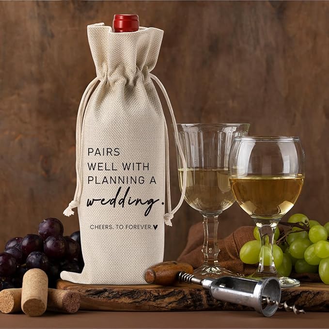 Engaged Engagement Bridal Shower Gifts for Couples Women Her Wedding Wine Bag Engagement Party Decorations for Bride Pairs Well With Planning Wedding Wine Accessory Sets