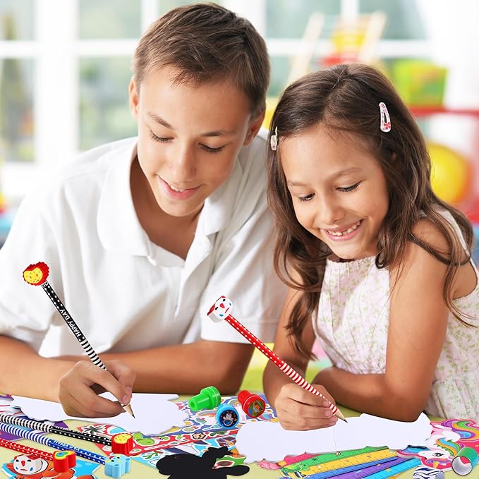 BenLouis 240Pcs Kids' Party Favors Sets Stampers Pencils Stickers School Stationery Bulk for Kids 4-8-12 Classroom Birthday Candy Goodie Bags Pinata Stuffers Rewards Gifts Supplies
