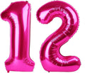 Hot Pink Number 12 Balloons 40 inch, 12 Number Balloons, 12th Birthday Decorations for Girls 12 Year Old Hot Pink Party Supplies