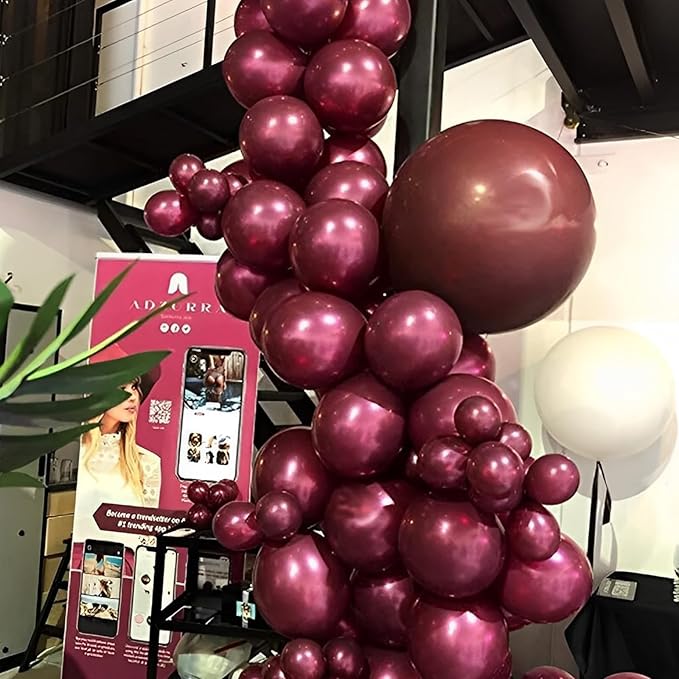 105pcs Burgundy Balloons 12inch Maroon Party Latex Balloons for Birthday, Graduation, Baby Shower,Wedding, Anniversary Valentines Party Decorations