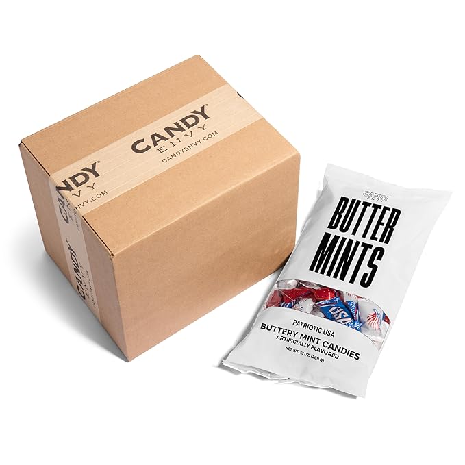 Candy Envy - Patriotic Buttermints - 10 Bags Casepack with Approximately 100 Mint Per Bag - 4th of July Favors