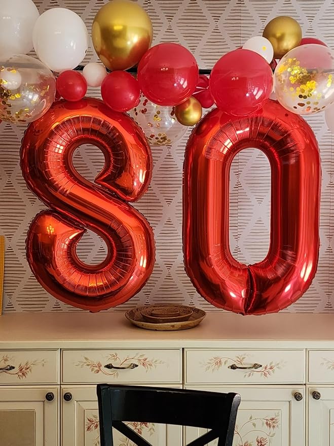 Number 6 Balloon 40 Inch, 6th Birthday Balloon for Boy Girl, Red 16 60 61 65 Numbers Balloons Birthday Party Wedding Events Decorations