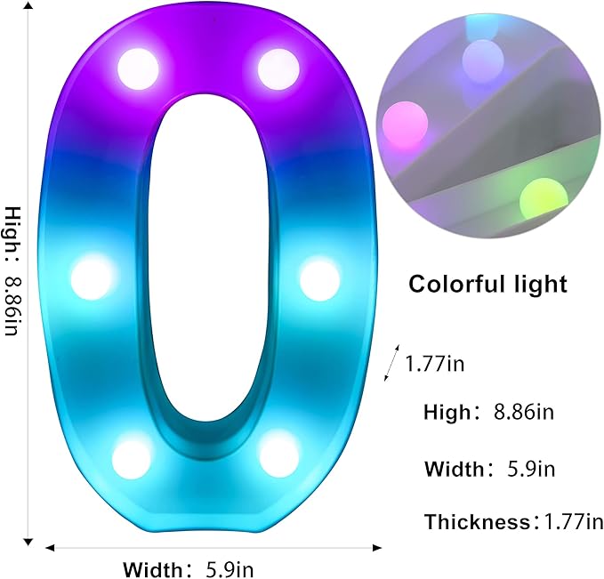 Foaky Colorful LED Number Lights with Remote,Marquee Light Up Number Sign for Night Light Wedding/Birthday Party Battery Powered Christmas Lamp Home Bar Decoration (0)