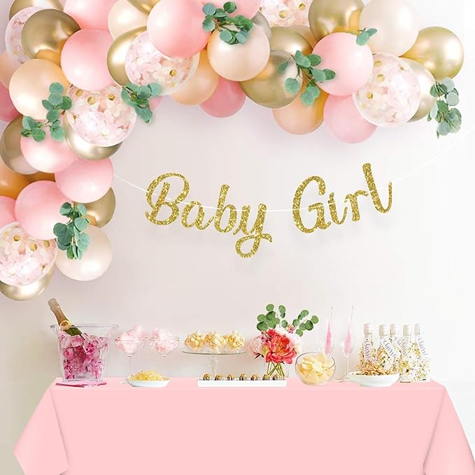 WNINK 3 Pack Light Pink Tablecloths, Pink Disposable Plastic Waterproof Table Cover, 54" x 108", for Birthday, Baby Shower，Wedding, Bridal Shower, Picnic Camping Parties