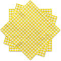Gatherfun Party Supplies, Disposable Paper Napkins Yellow and White Gingham Napkins for Easter Party（3-ply, 6.5X6.5 in, 50-Pack)